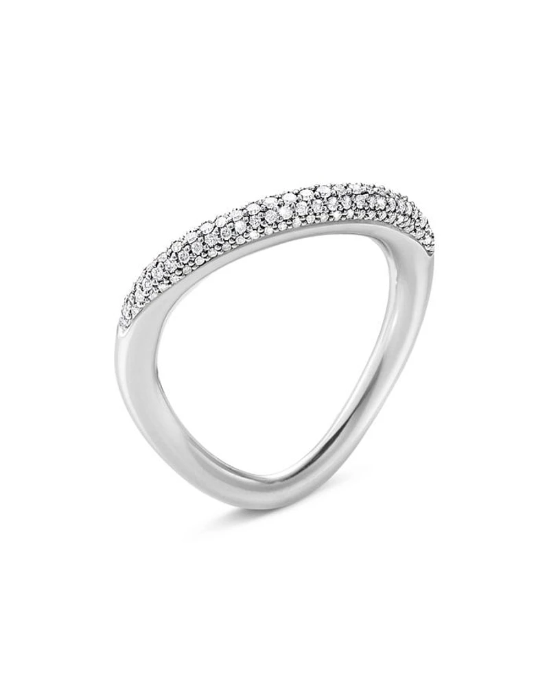 Sterling Silver Offspring Diamond Pavé Wavy Ring
