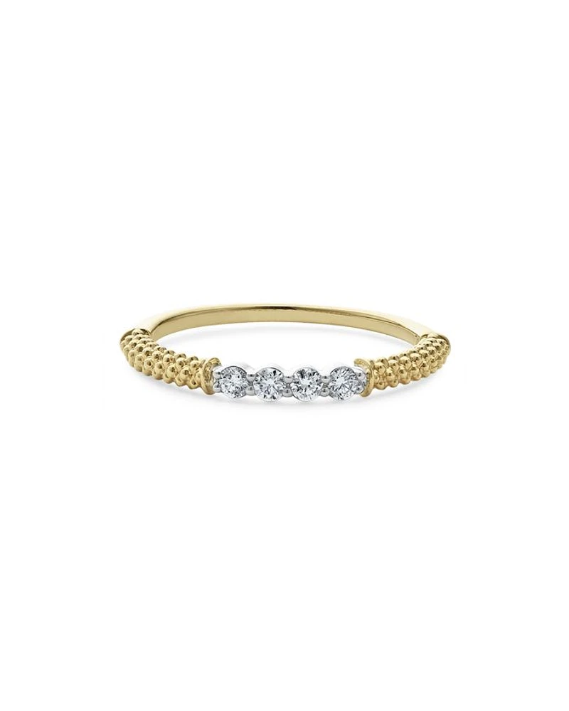18K White & Yellow Gold Signature Caviar Diamond Stacking Rings