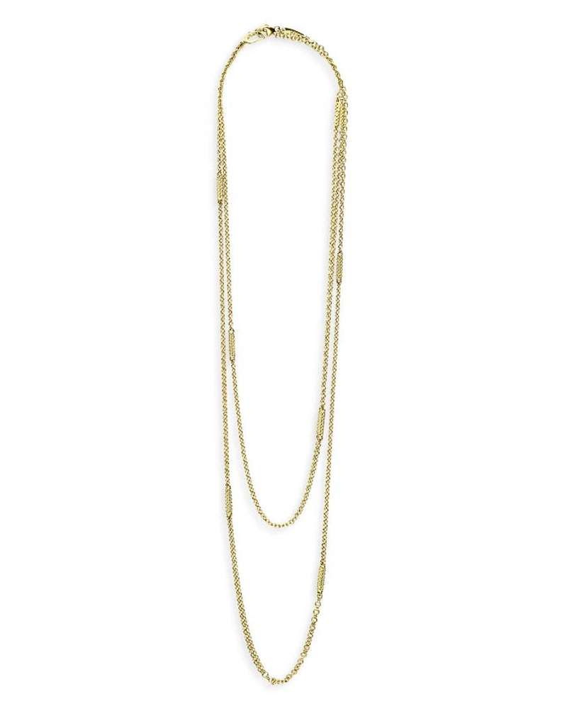 18K Gold Superfine Caviar Station Chain Necklace, 32"