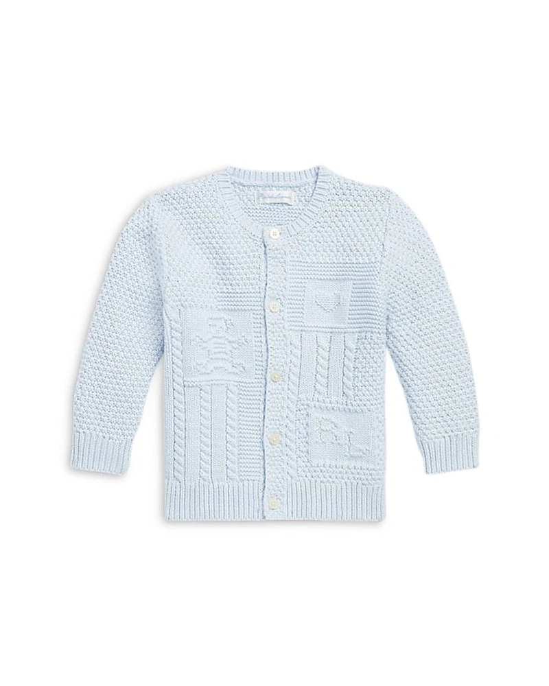 Boys' Contrast Knit Organic Cotton Cardigan - Baby