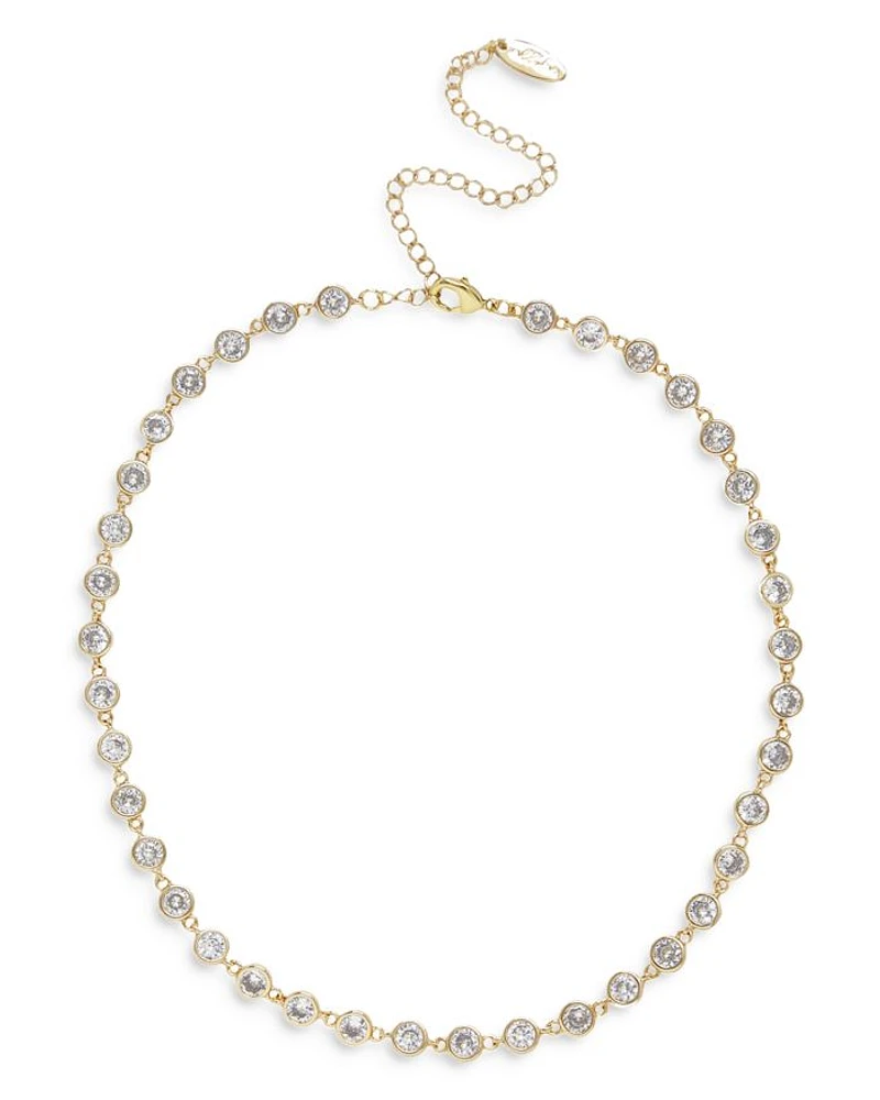 Bezel Choker Necklace 18K Gold Plate, 12"