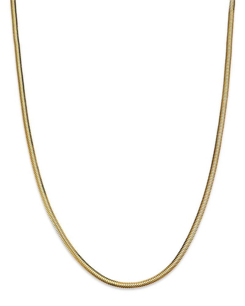 14K Yellow Gold Heavy Metal Snake Link Chain Necklace, 14-16"