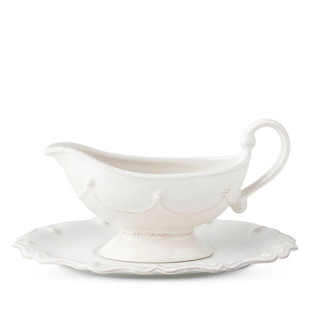 Berry & Thread Whitewash Sauce Boat and Stand