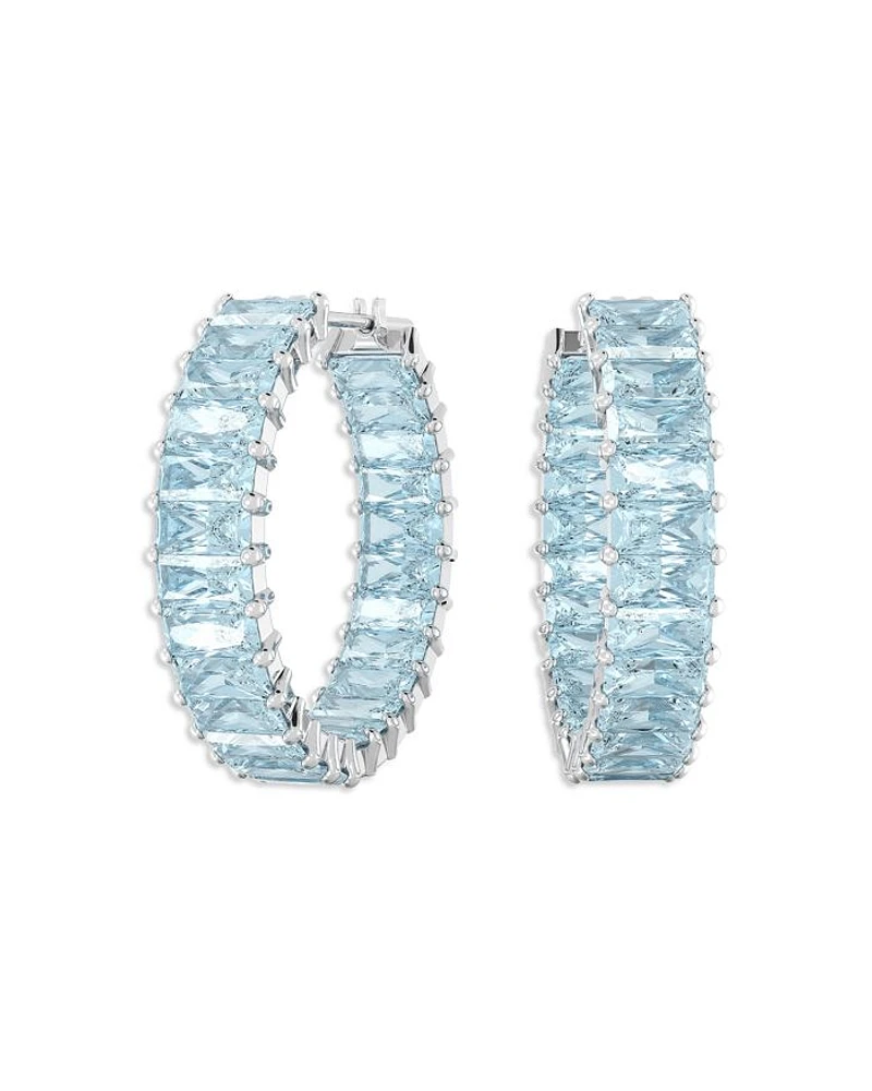 Matrix Baguette Color Crystal Hoop Earrings