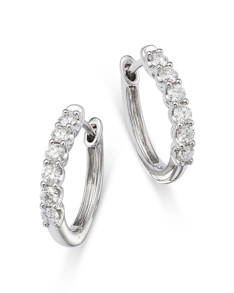 Diamond Small Hoop Earrings 14K Gold, 0.34 tcw
