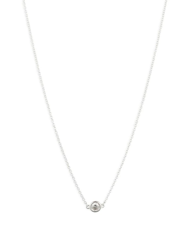 Sterling Silver & Bezel Set Cubic Zirconia Pendant Necklace, 15"-18"