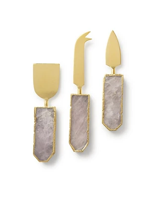 Brittany Rose Quartz Cheese Knives, Set of 3