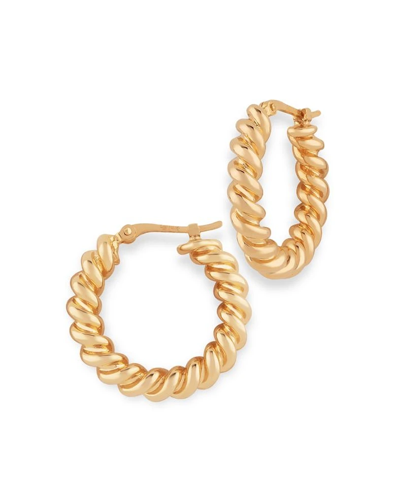 Small Spiral Twist Hoop Earrings in 14K Yellow Gold