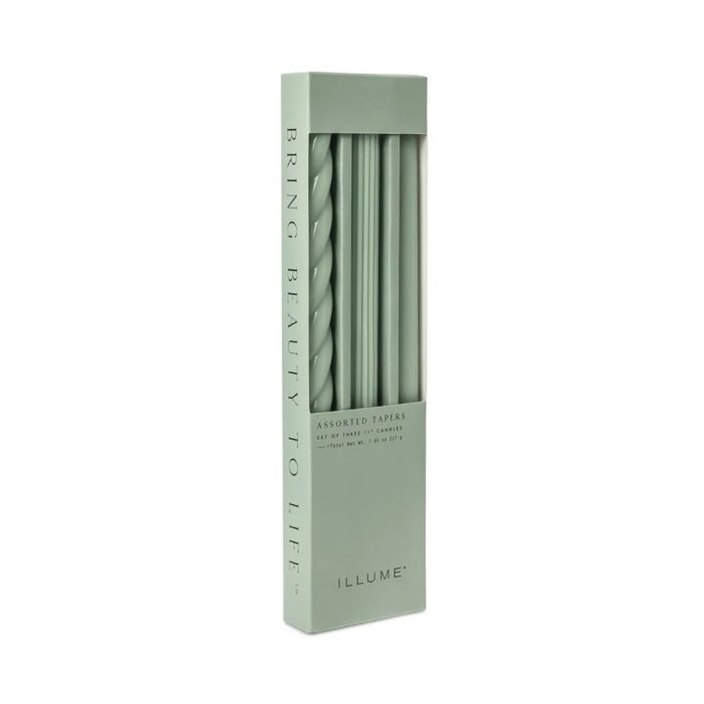 Assorted Sage Green Candle Tapers 3-pack, 7.65 oz.