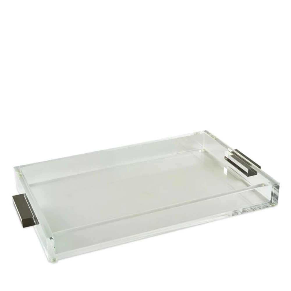 Clear Tray with Silver Handles