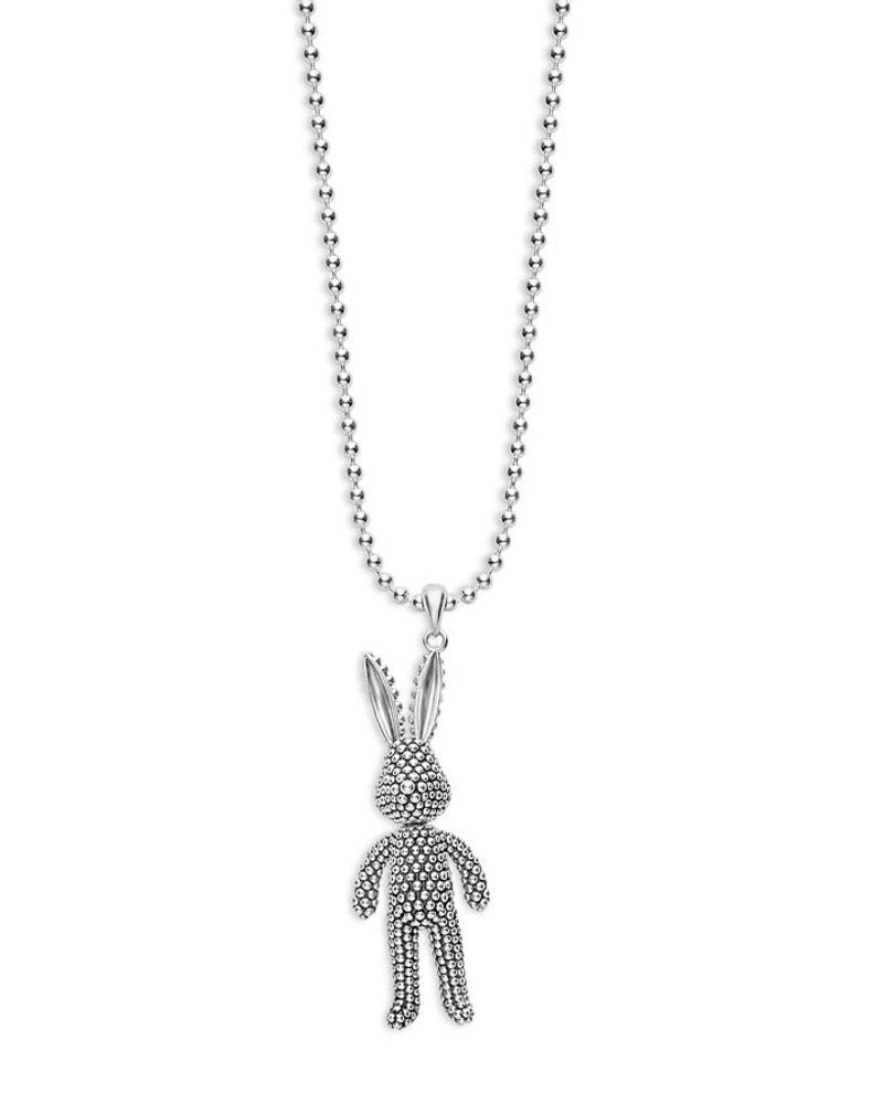 Sterling Silver Rare Wonders Karat Rabbit Pendant Necklace, 34"