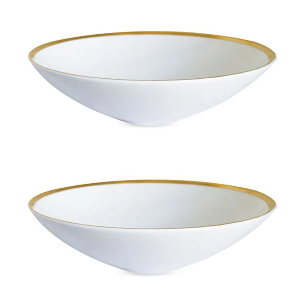Golden Edge 8" Soup Pasta Bowl, Set of 2