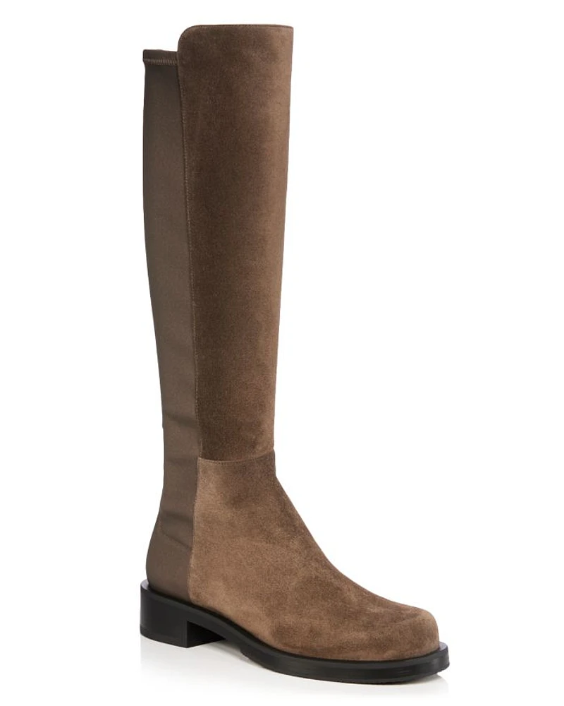 Women's Halfnhalf Bold Suede & Stretch Knee High Boots