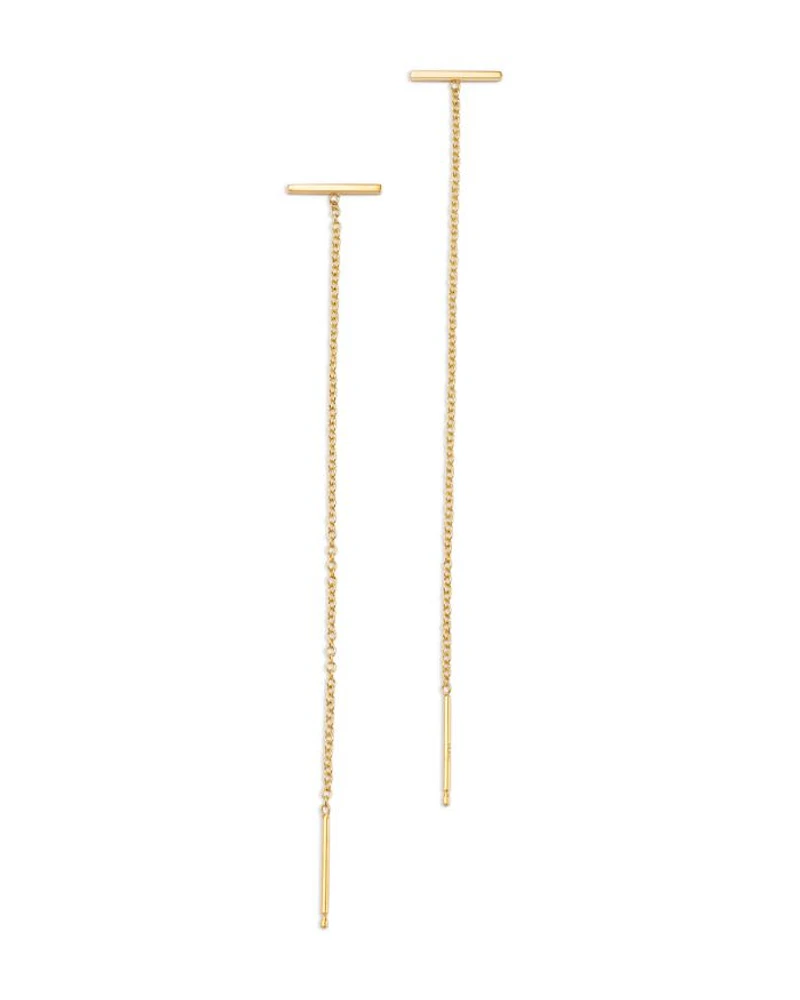 14K Yellow Gold Gold Bars Threader Earrings