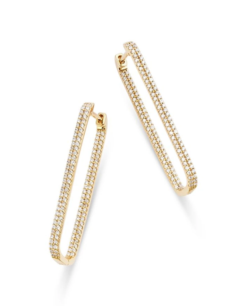 Diamond Geometric Hoop Earrings in 14K Yellow Gold, 1.0 tcw