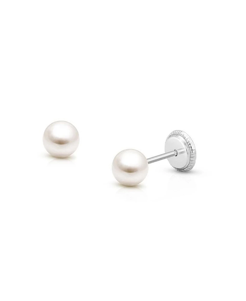 Girls' 14K Gold 4mm Cultured-Pearl Studs Screw Back Earrings - Baby, Little Kid, Big Kid