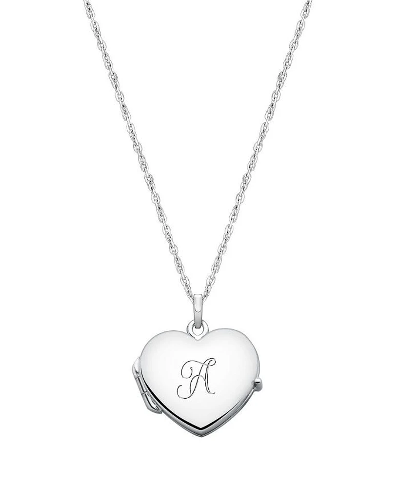 Girls' Sterling Silver Heart Locket & Engraved Initial 14-16" Necklace - Children