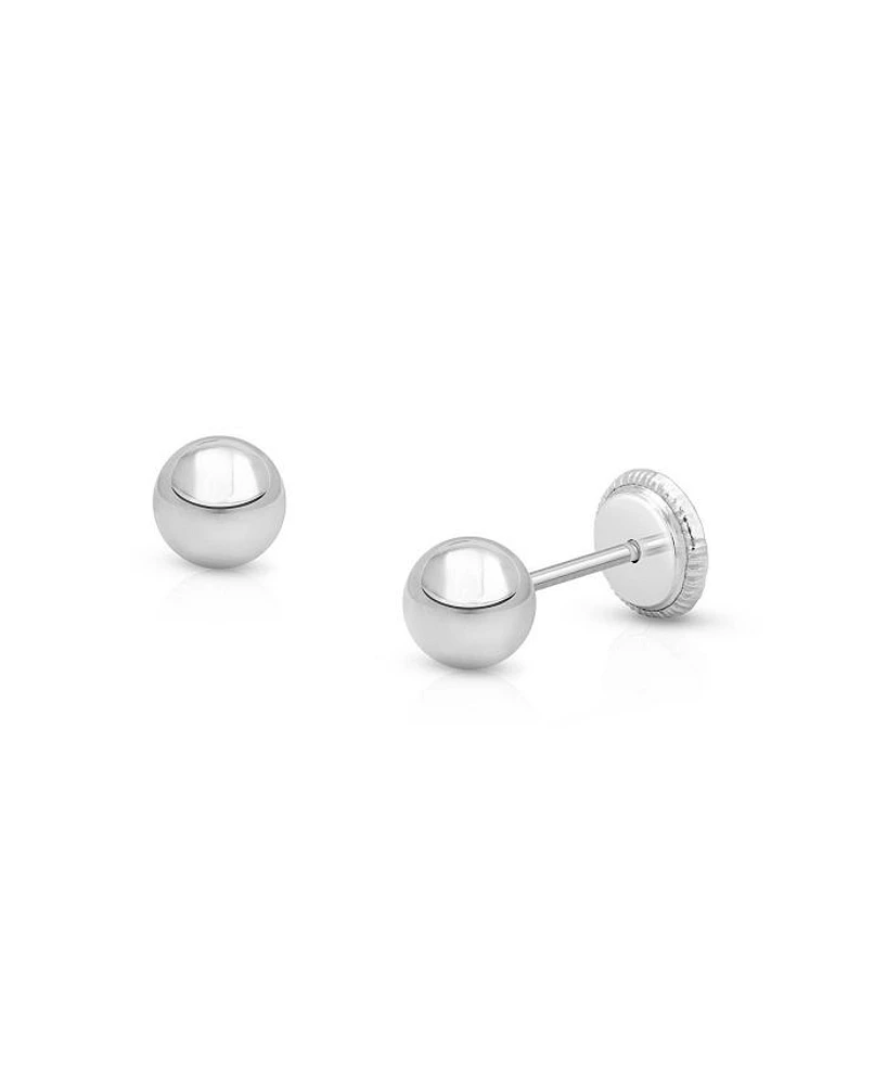 Children's 14K Gold 4mm Classic Round Studs Girls' Screw Back Earrings