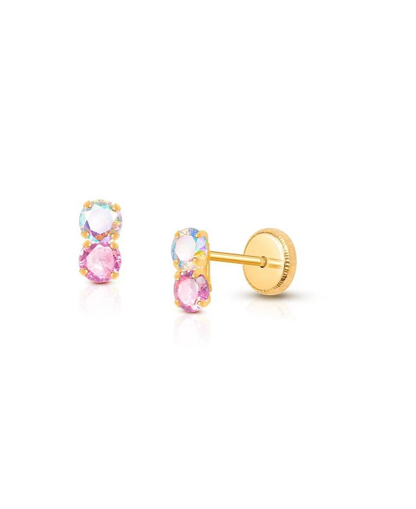 Girls' 14K Gold Shimmer Drop Studs Screw Back Earrings - Baby, Little Kid, Big Kid