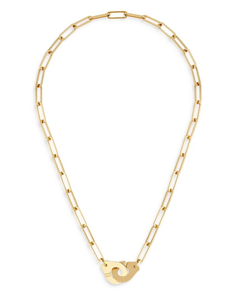 18K Yellow Gold Menottes Interlocking Clasp Open Link Necklace, 17.5"