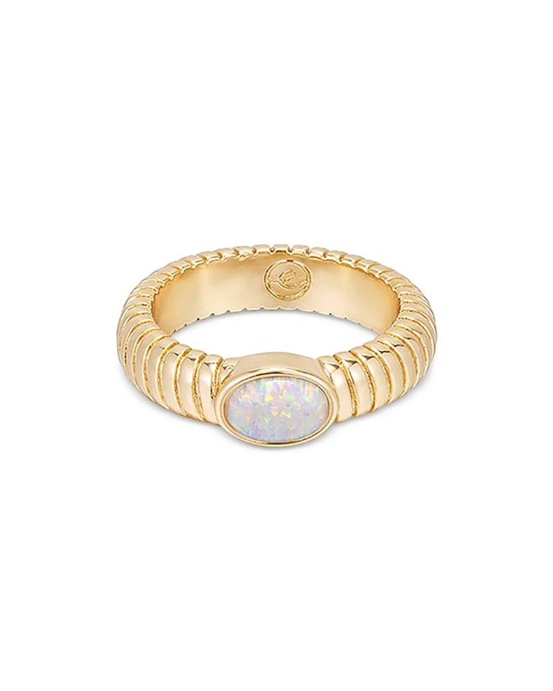 Flex Ribbed Opal Ring in 18K Gold Plated