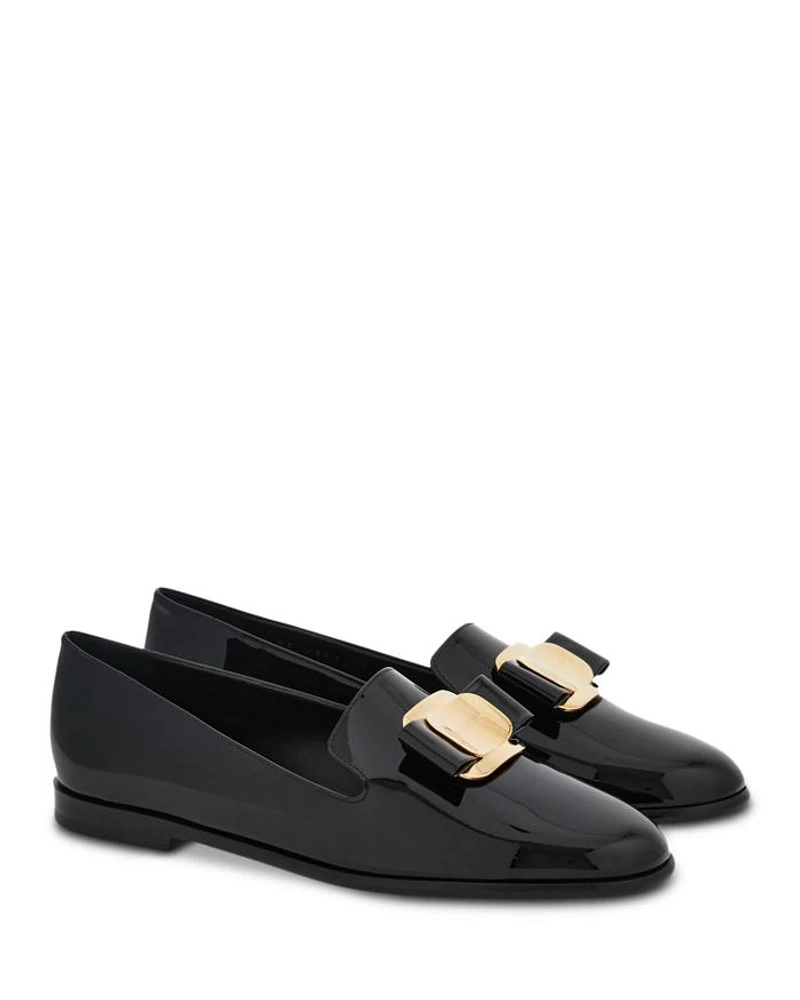 Women's Bow Patent Leather Loafers