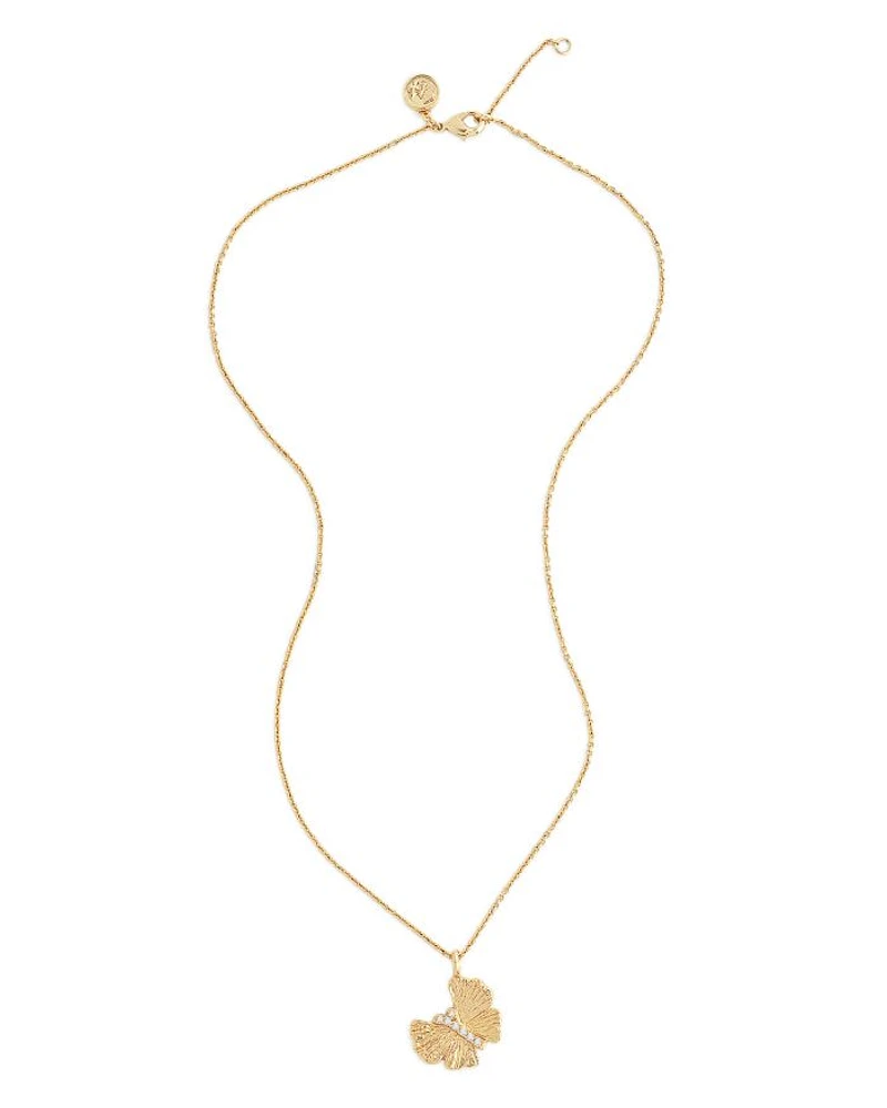 Pavé Butterfly Pendant Necklace in 18K Gold Plated