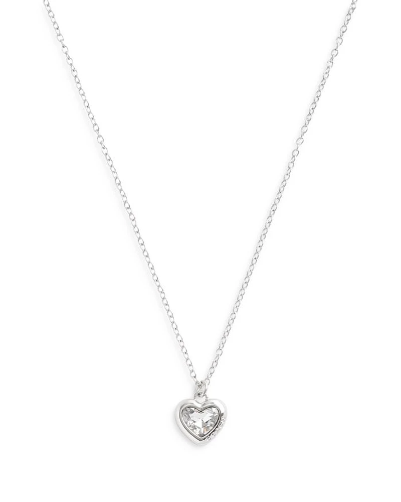 Stone Heart Pendant Necklace, 16-18"