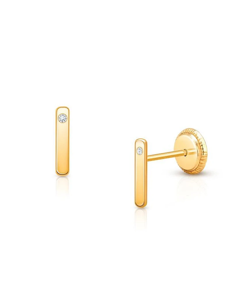 Girls' 14K Gold Simple Elegance Bar Stud Earrings - Baby, Little Kid, Big Kid