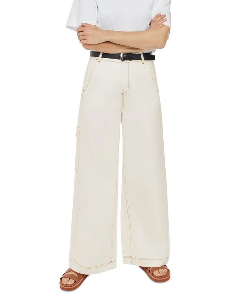 Wide Leg Cargo Jeans White