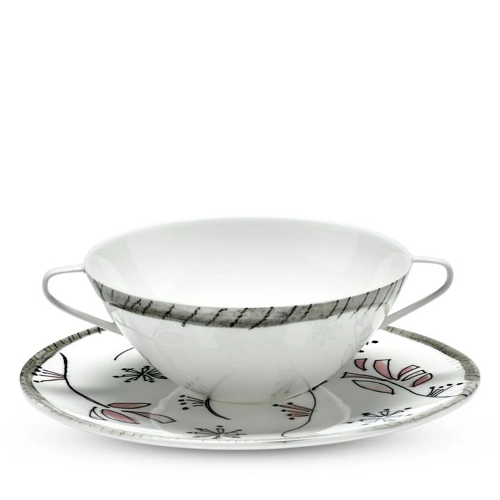 Marni Soup Bowl with Handles & Fiore Rosa Saucer