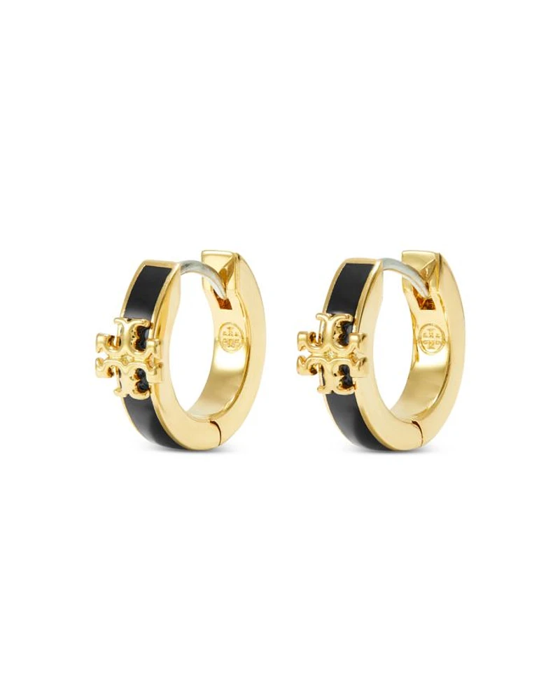 Kira Enamel Huggie Hoop Earrings 18K Gold Plated