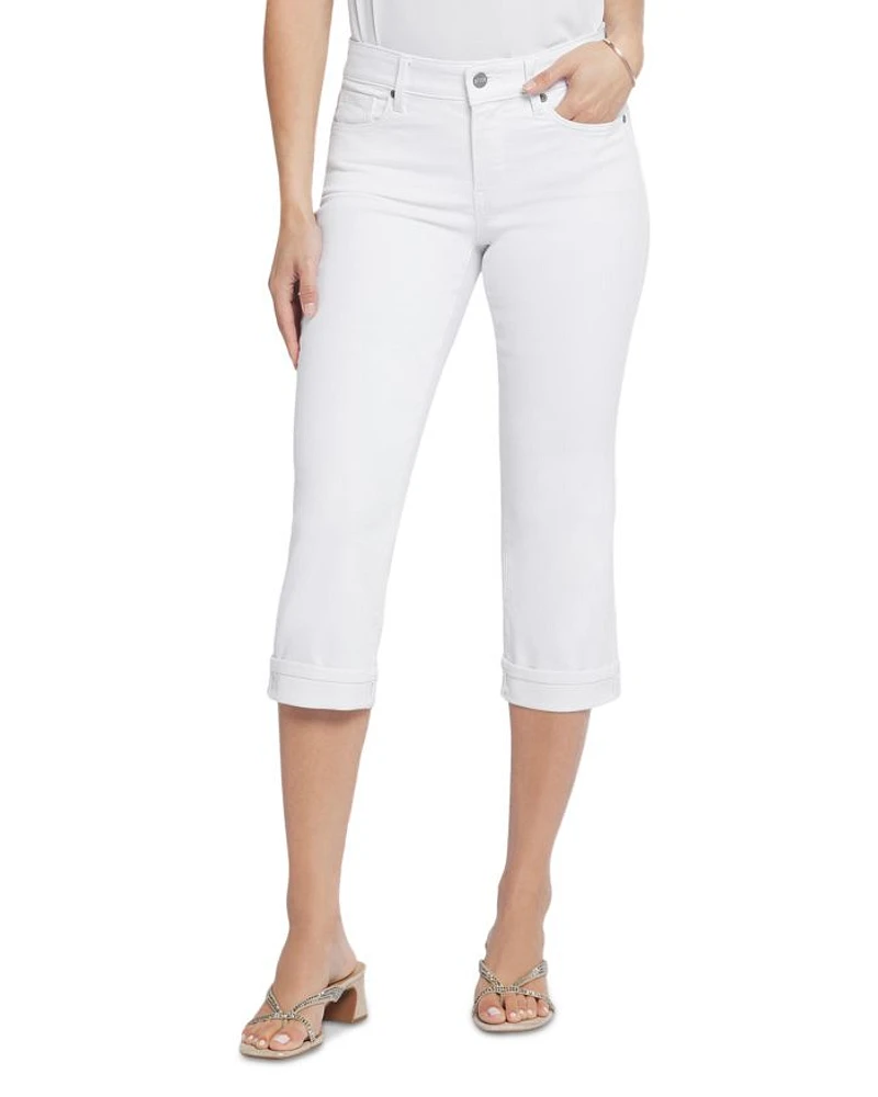 Marilyn Cuffed Cropped Straight Jeans Black & Optic White