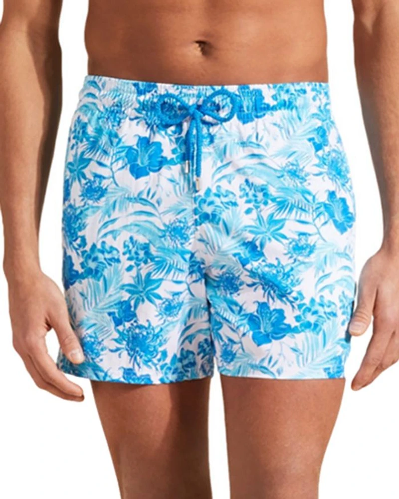 Moorea Tahiti Flowers Stretch 4.5" Inseam Swim Trunks
