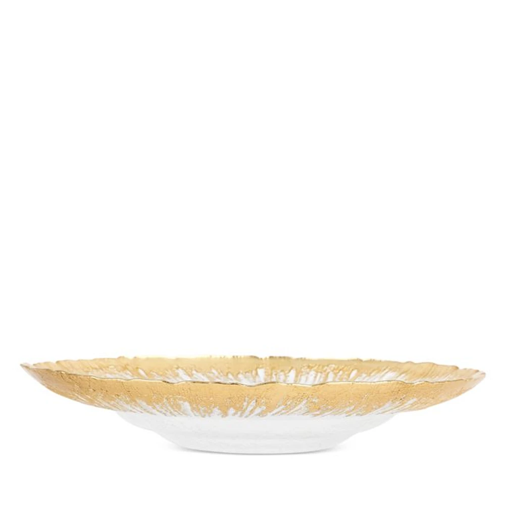 Rufolo Glass Gold Brushstroke Medium Shallow Bowl