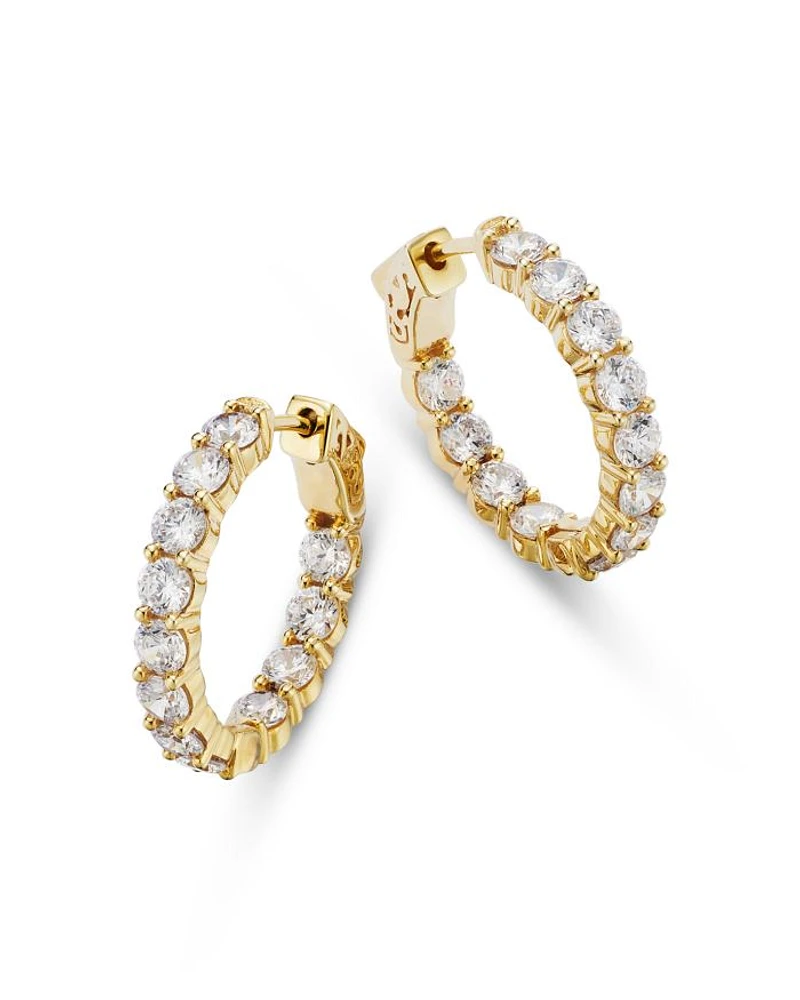 Diamond Inside Out Hoop Earrings in 14K Yellow Gold