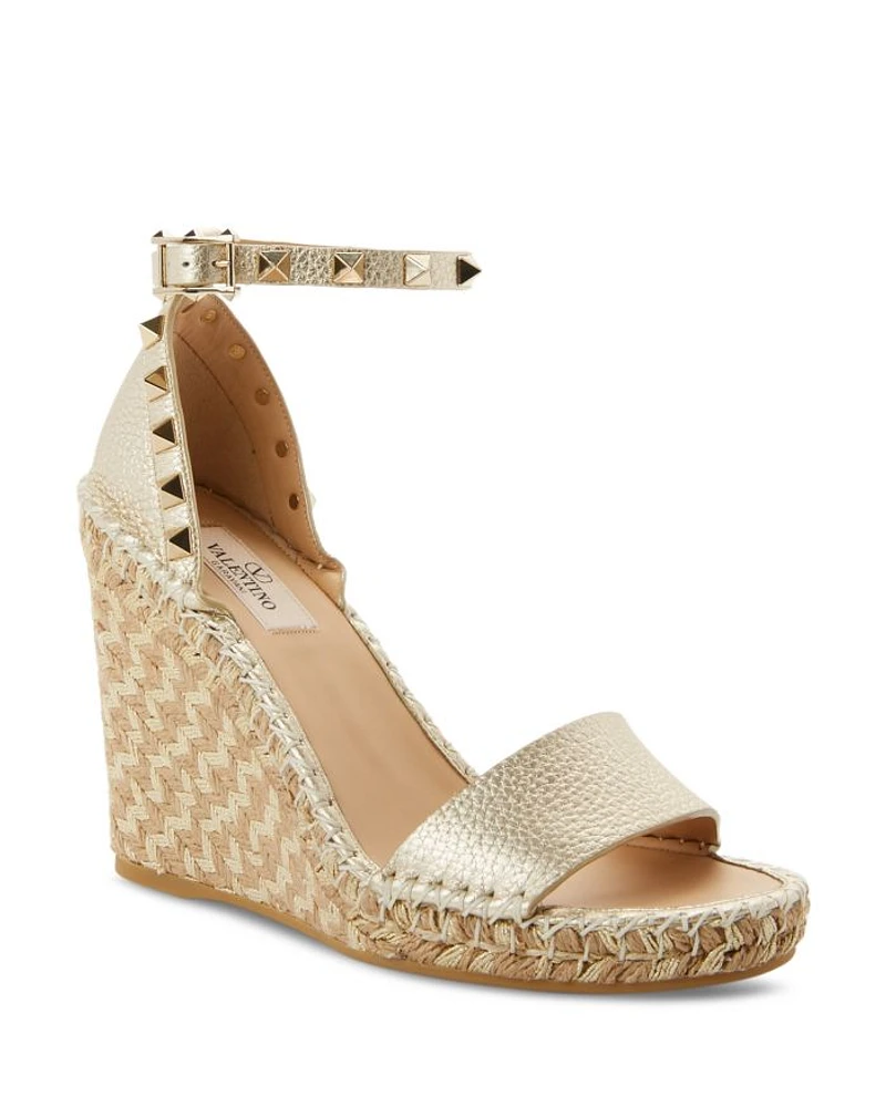 Women's Pyramid Studded Espadrille Wedge Heel Sandals