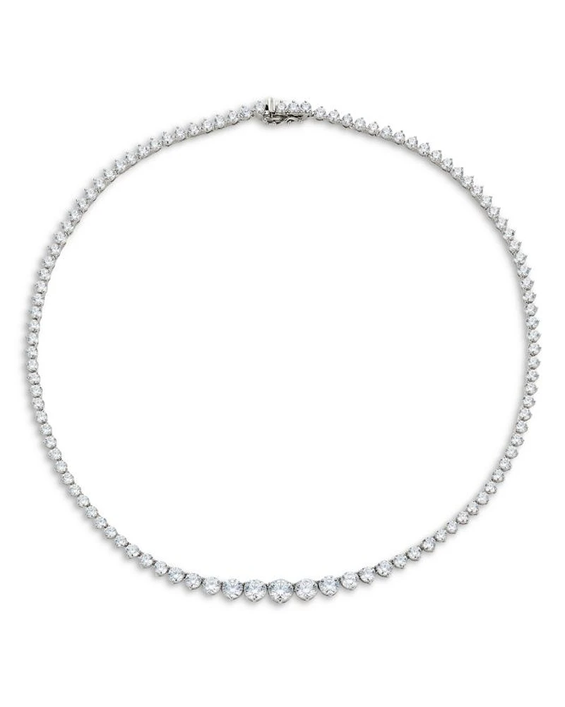 Graduated Cubic Zirconia Tennis Necklace, 16"