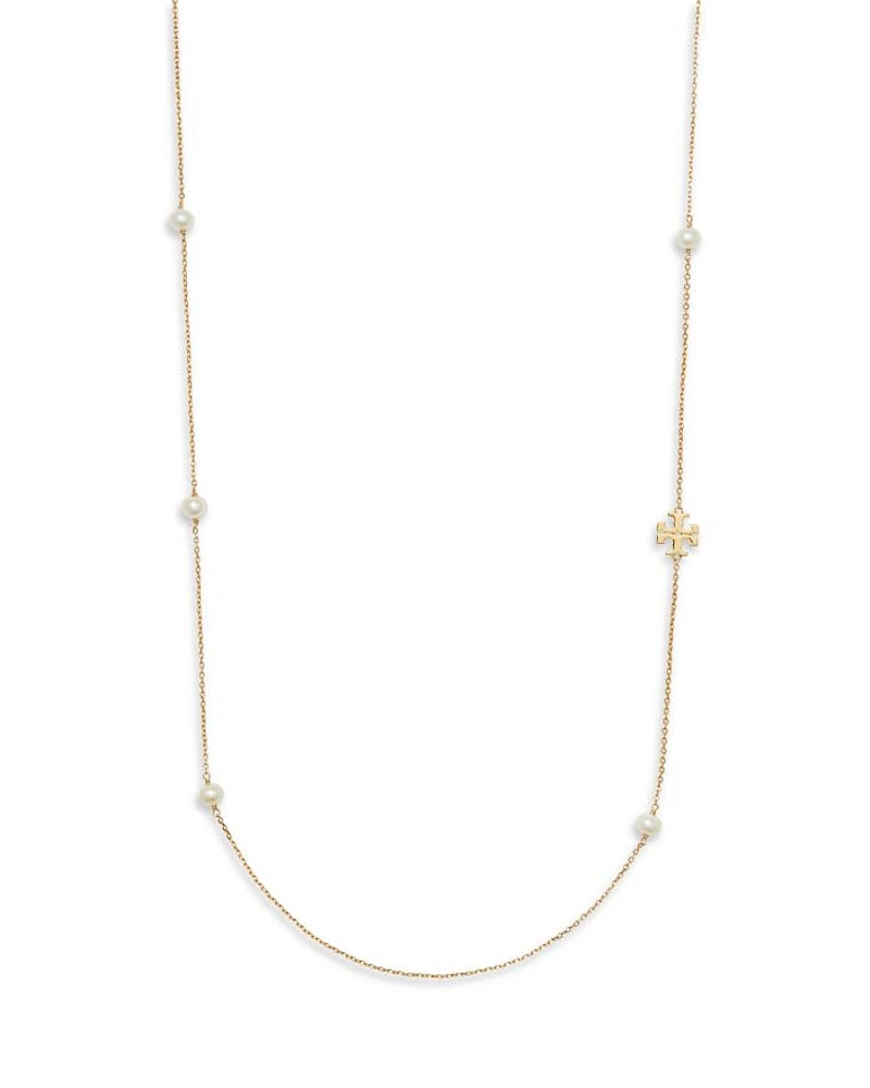 Kira Cultured Pearl & T Monogram Strand Necklace, 38"