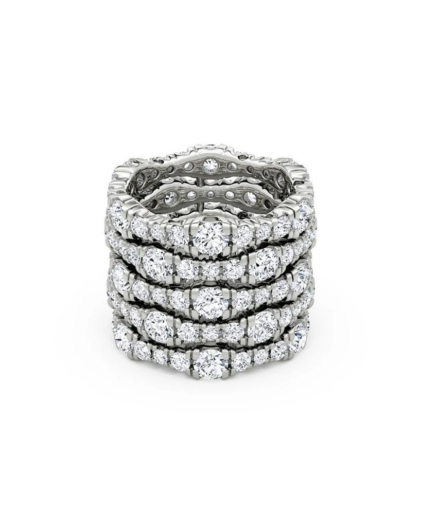5 Row Pavé Ring 14K White Gold, 7.80tw Round Brilliant Lab Grown Diamonds