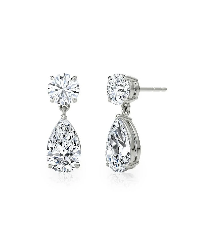 Signature Lab-Grown Diamond Drop Earrings in 14K White Gold, 1.5ctw Round Brilliant & Pear Lab Grown Diamonds