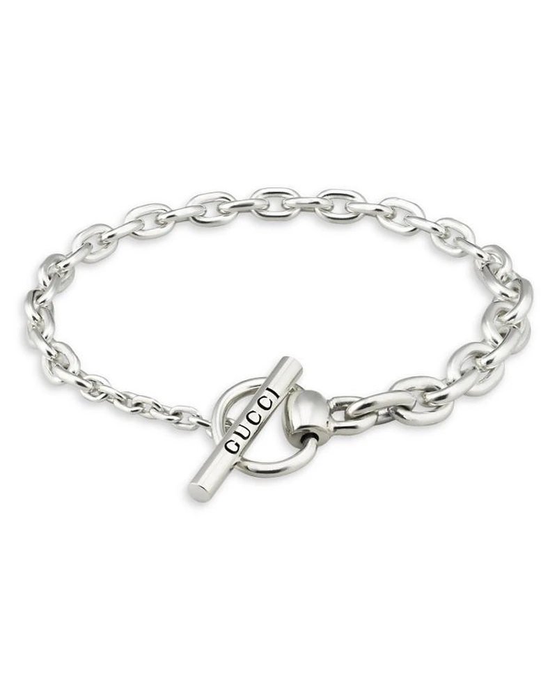 Sterling Silver Horsebit Chain Link Toggle Bracelet