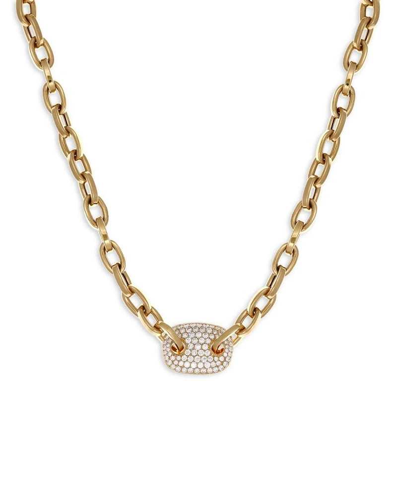 18K Yellow Gold Diamond Pave Pendant Necklace, 15.5-17.5" - Exclusive