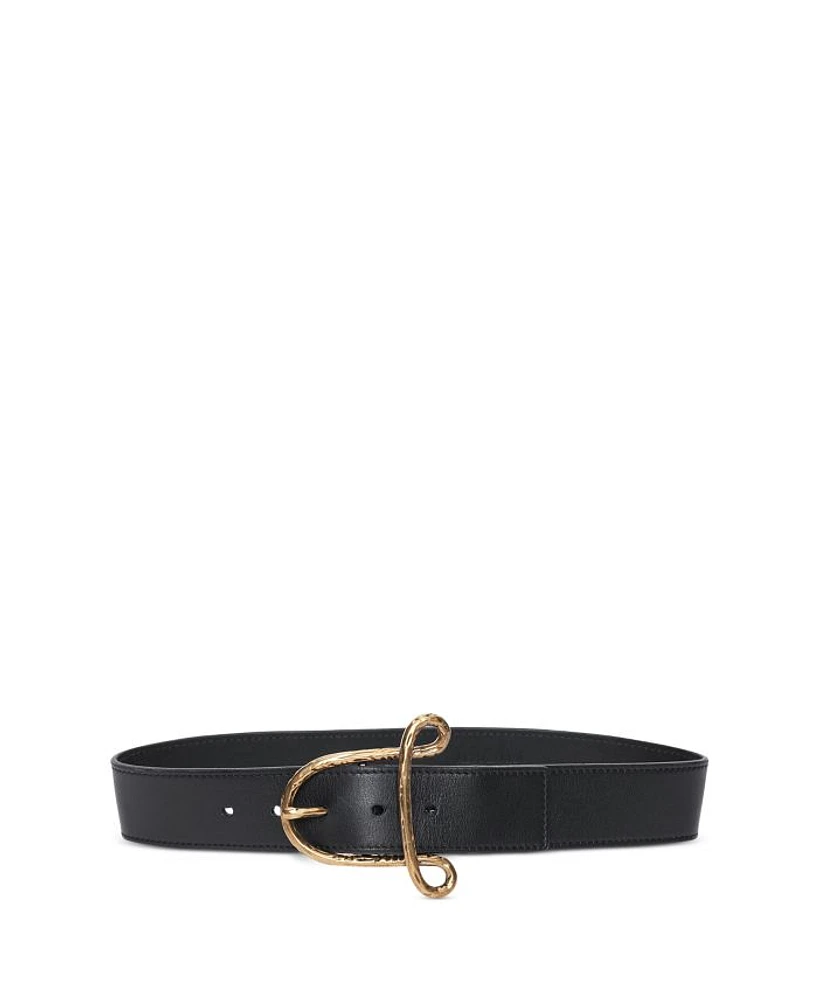 A Logo Buckle Women's Leather Belt