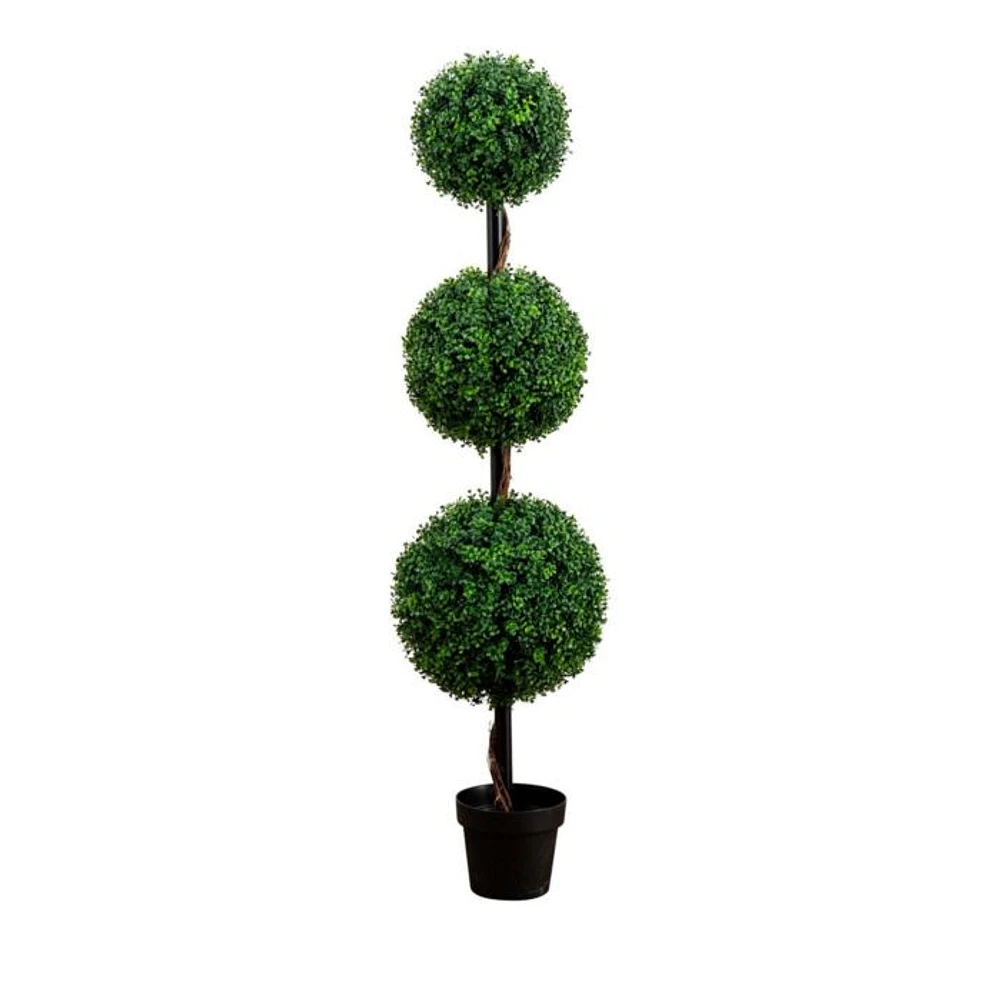 5' Artificial Triple Ball Boxwood Topiary Tree (Indoor/Outdoor)