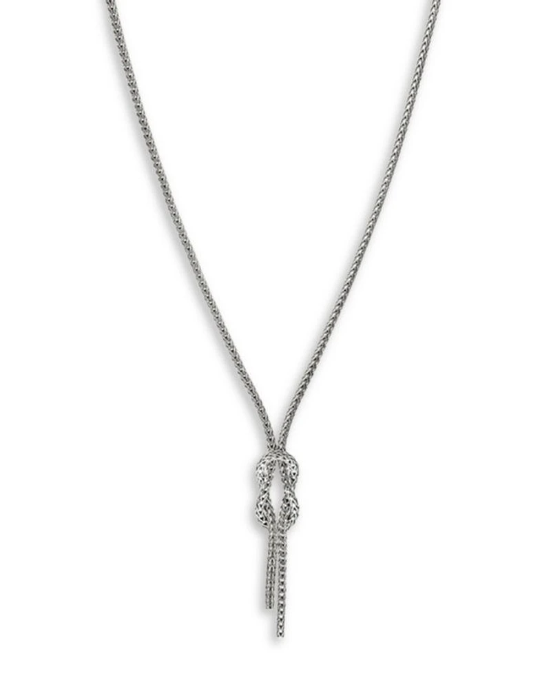 Sterling Silver Love Knot Woven Chain Lariat Necklace, 16-18"