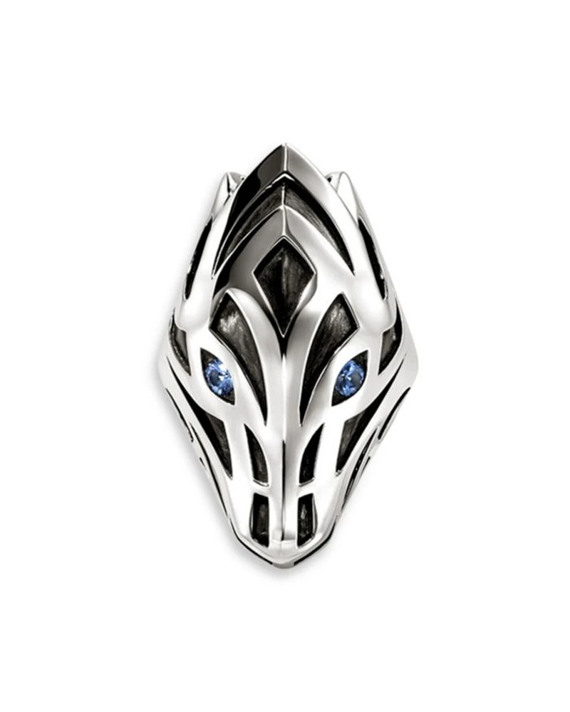 Men's Sterling Silver Naga Blue Sapphire Snake Ring