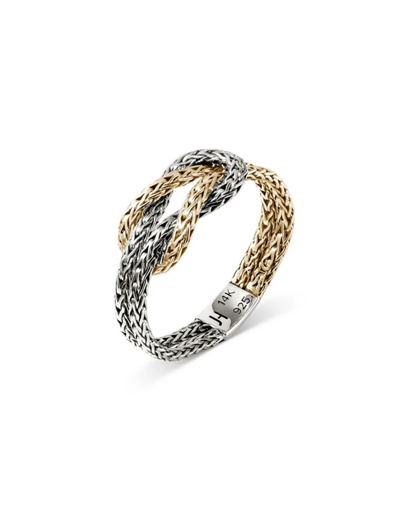 14K Yellow Gold & Sterling Silver Love Knot Ring