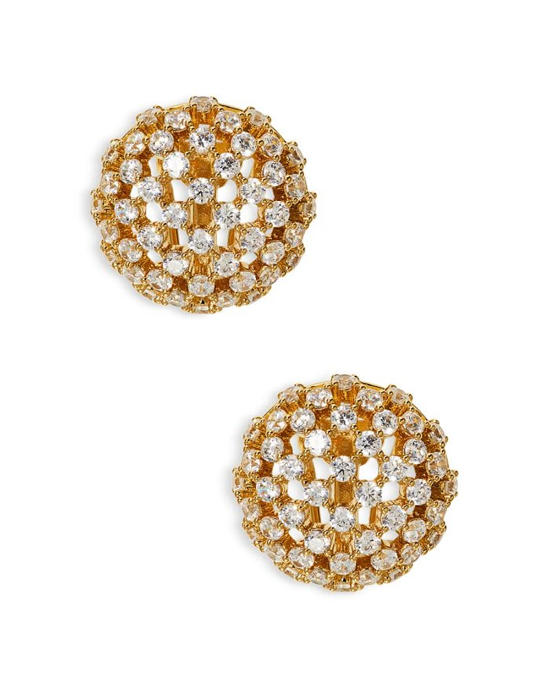 Cubic Zirconia Pavé Juno Dome Stud Earrings