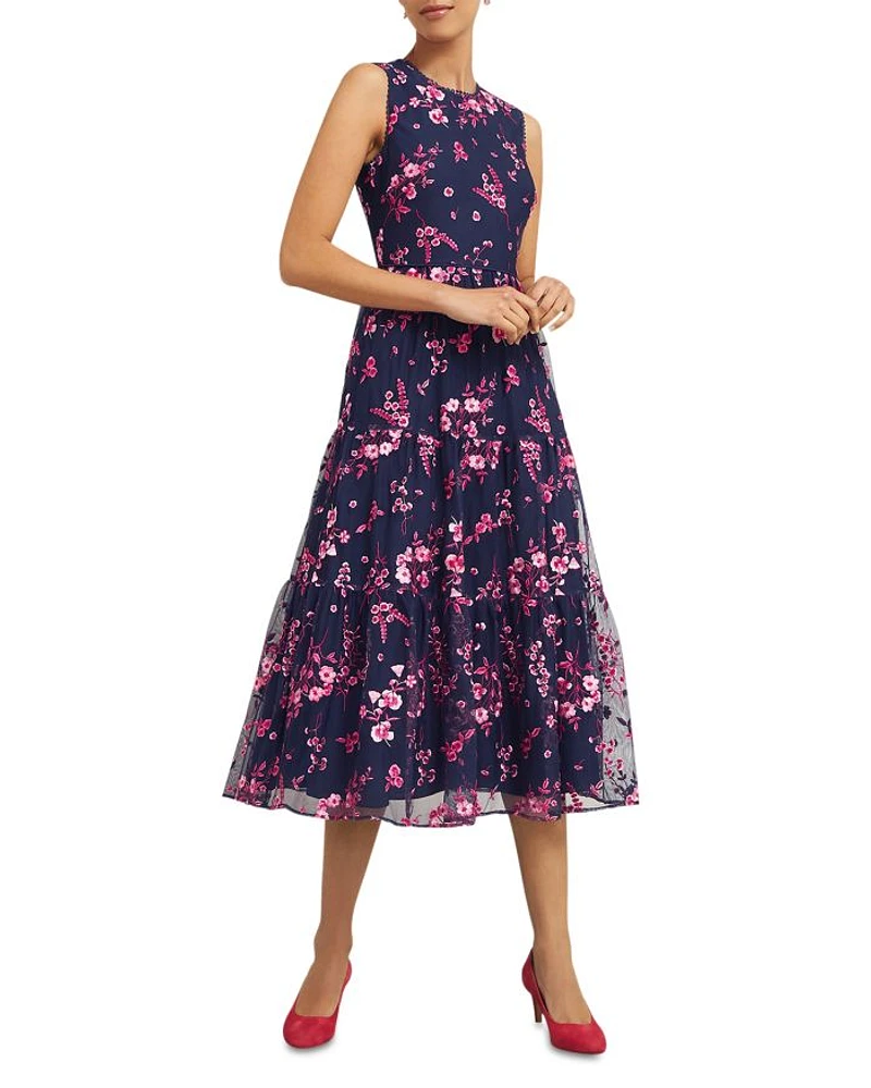 Bethany Floral Embroidered Midi Dress